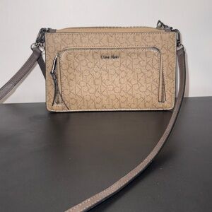 Calvin Klein Tan Monogram Crossbody Bag